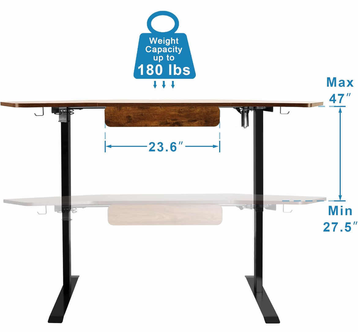 Photo 1 of FROMANN ELECTRIC ADJUSTABLE HEIGHT ERGONOMIC RUSTIC WOOD FINISH DESK 71” X 24” H27.5”-47”