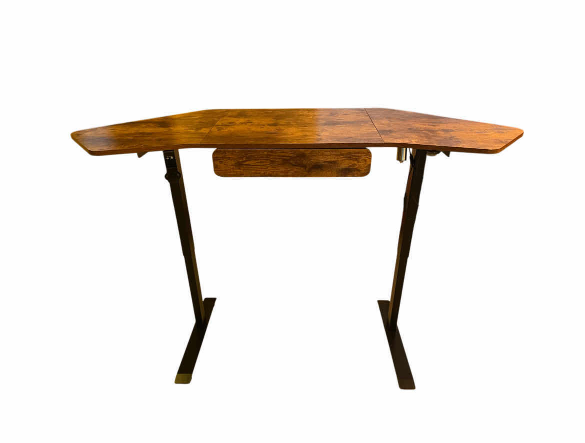 Photo 1 of FROMANN ELECTRIC ADJUSTABLE HEIGHT ERGONOMIC RUSTIC WOOD FINISH DESK 71” X 24” H27.5”-47”