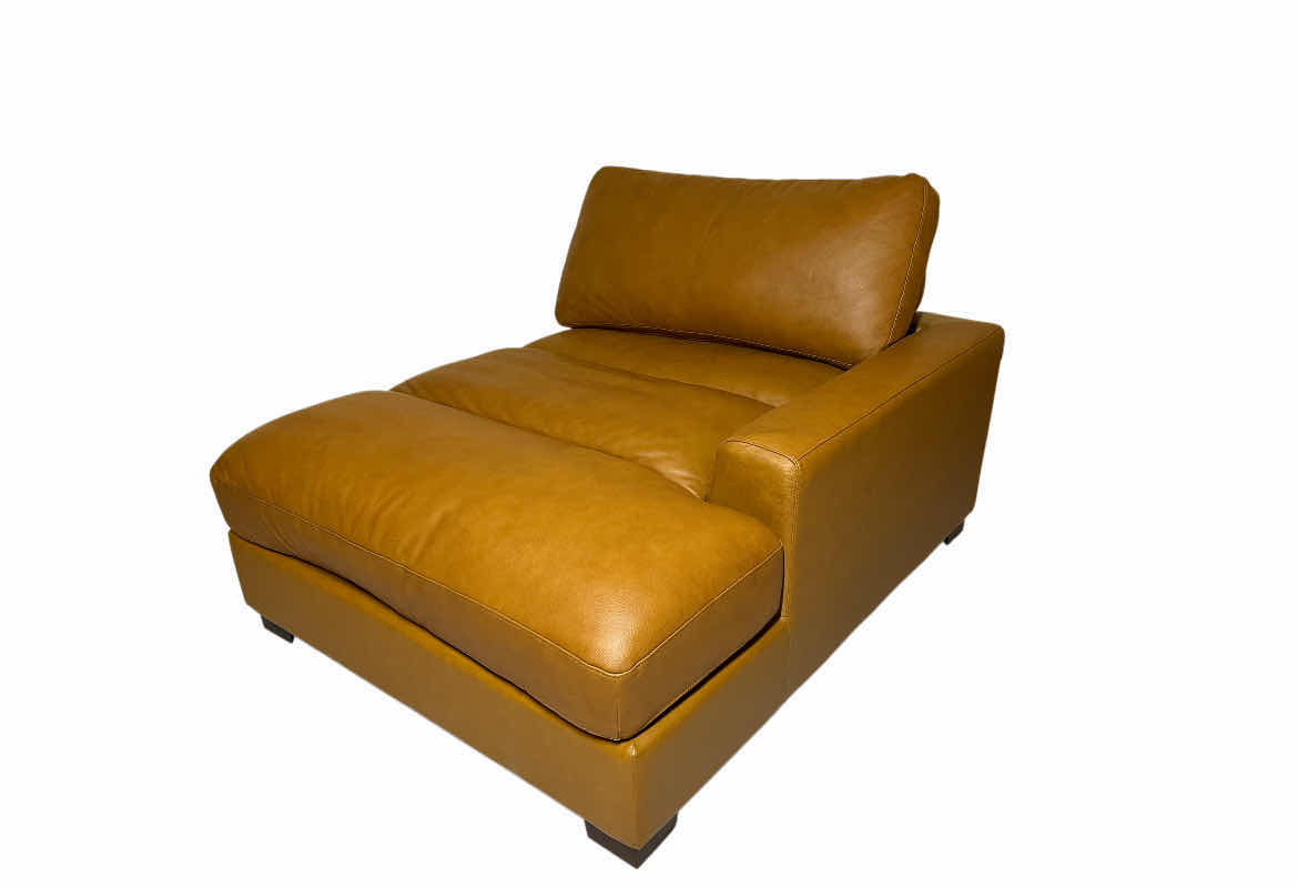 Photo 1 of HUIZHOU GREAT HARVEST WORLDWIDE LEFT-SIDE ARMREST AMBER BROWN LEATHER CHAISE LOUNGE 46” X 57” H35”