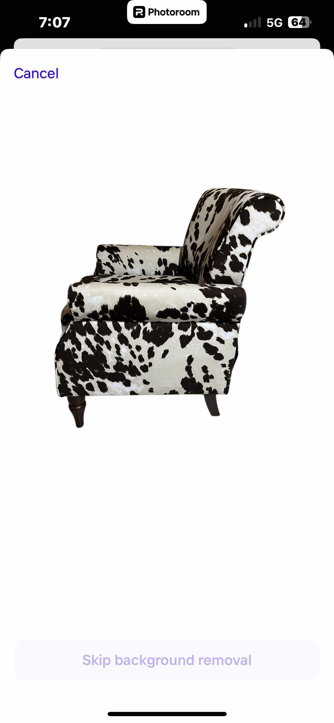 Photo 5 of HULALA HOME COW PRINT POLYESTER WINGBACK CHAIR 29” X 31” H32”
