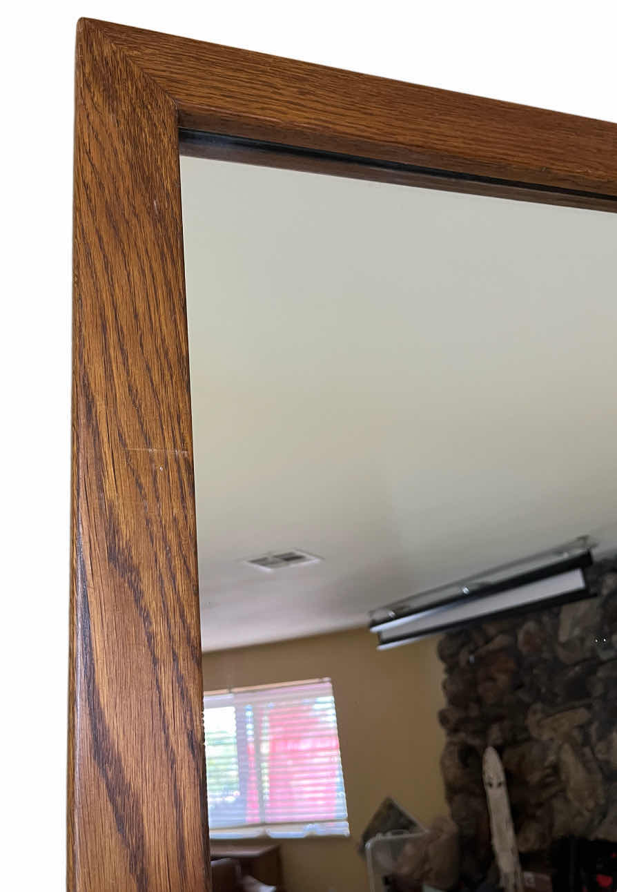 Photo 1 of MID-CENTURY WOOD FRAMED OVERSIZED MIRROR 44” X 82” (READ NOTES)
