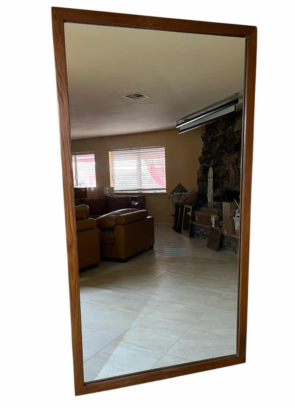 Photo 1 of MID-CENTURY WOOD FRAMED OVERSIZED MIRROR 44” X 82” (READ NOTES)