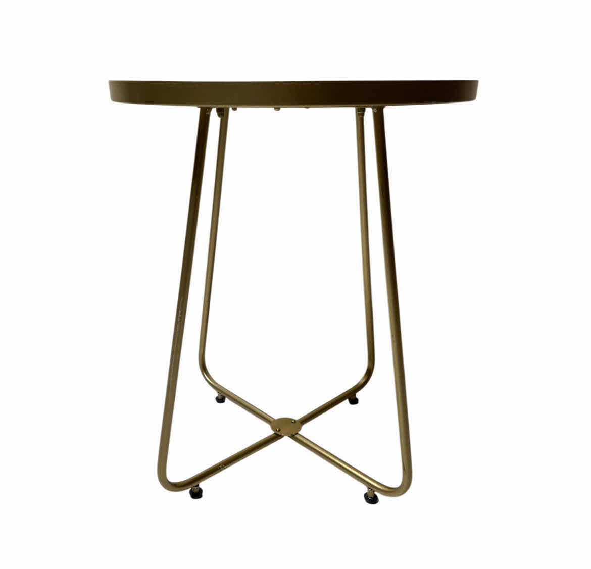 Photo 1 of GOLD FINISH METAL ROUND SIDE TABLE 18” X 22”