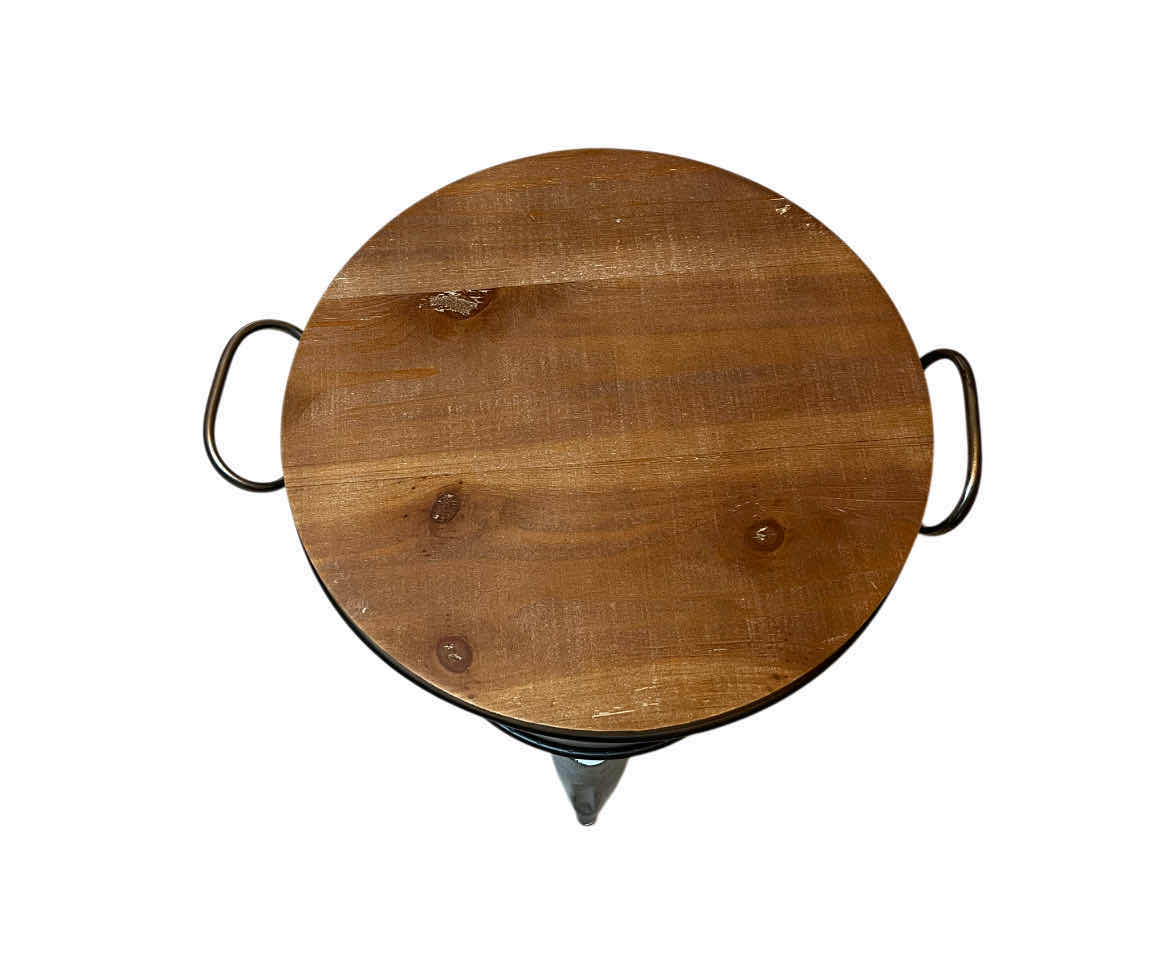 Photo 4 of ELIOELIO RUSIC GALVANIZED STEEL STORAGE BUCKET ACCENT TABLE 17” X 16” H23.5”