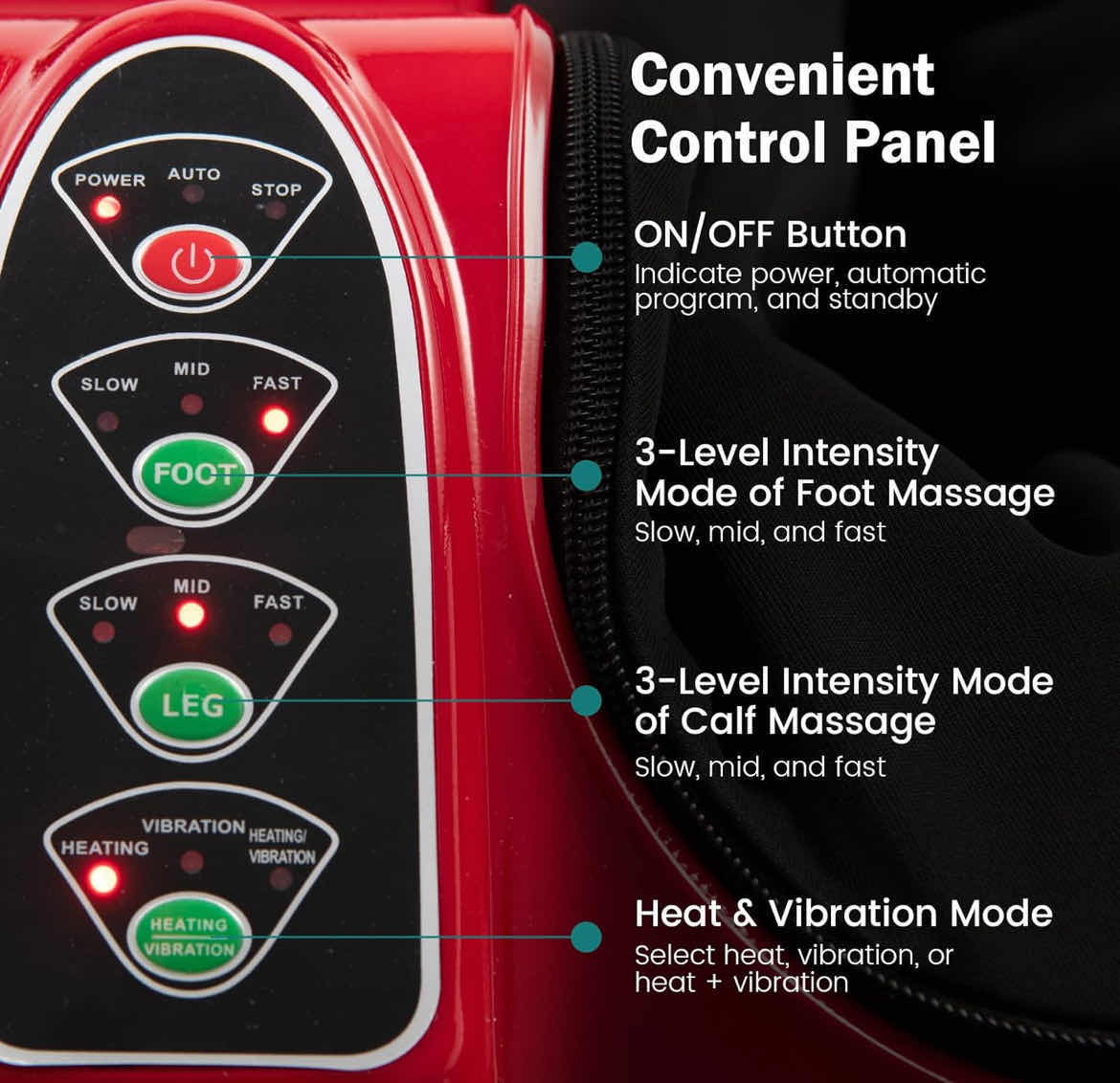 Photo 7 of MEDIMALL RED FOOT/CALF VIBRATION & HEATED MASSAGER MODEL HF 10001 US