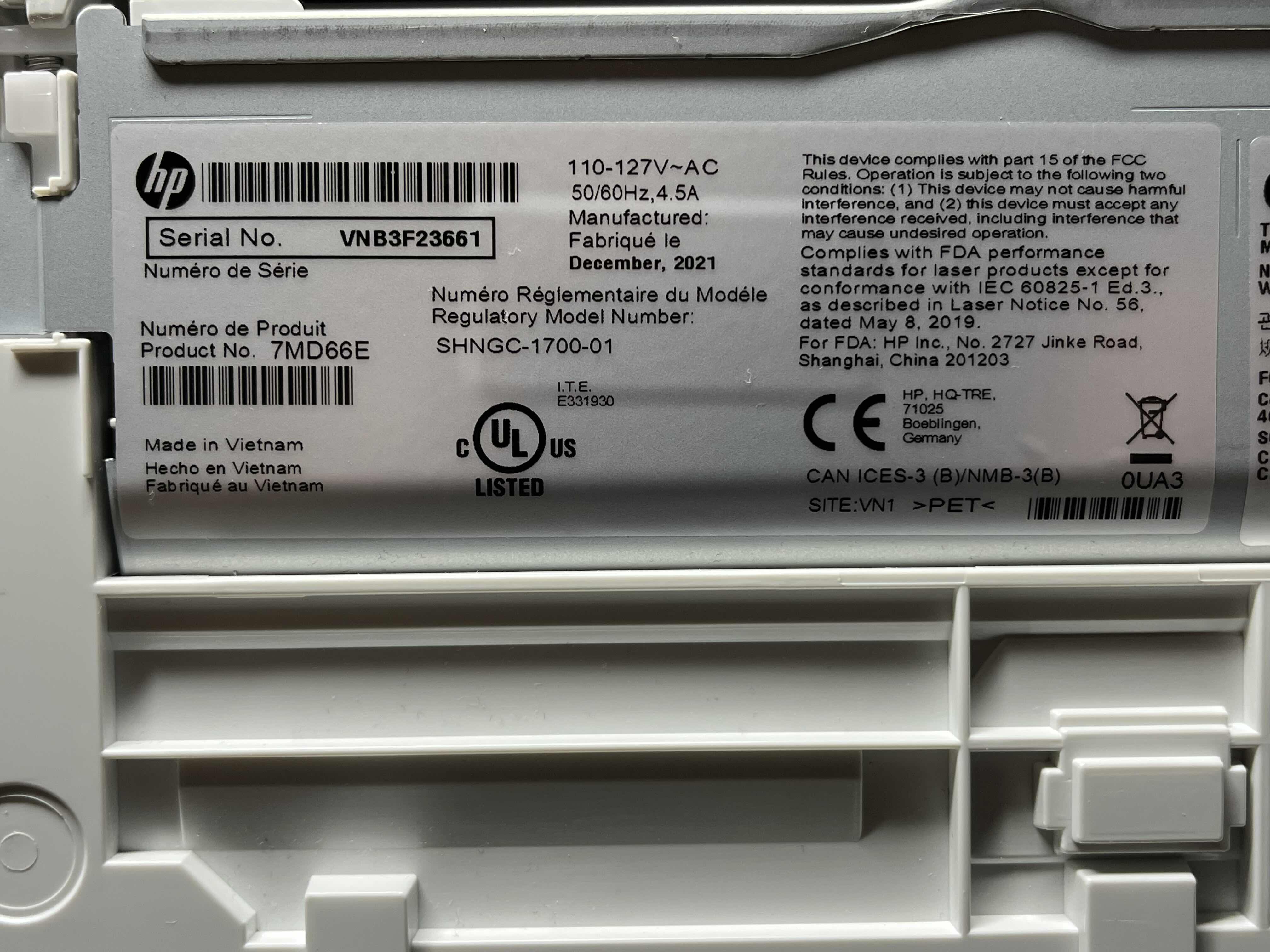 Photo 3 of HP M110WE LASERJET WIRELESS PRINTER MODEL 7MD66F