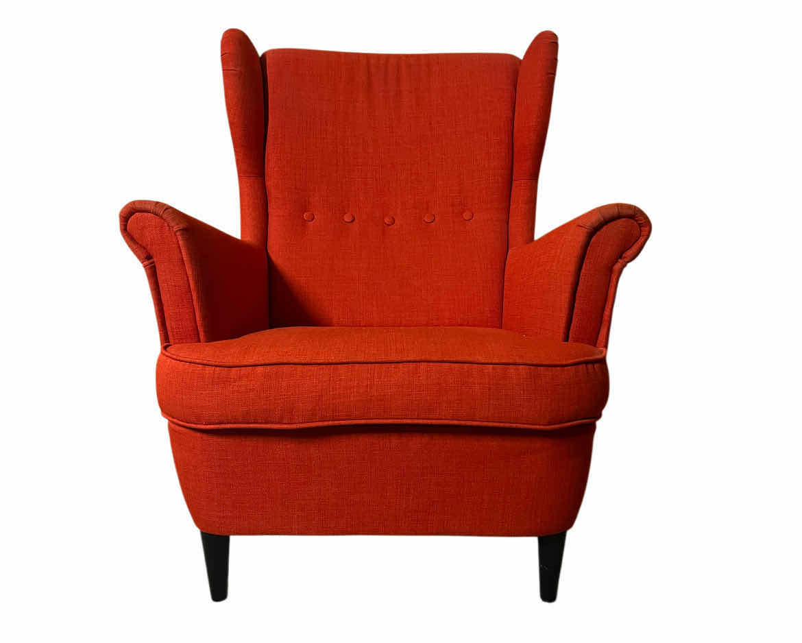 Photo 1 of IKEA STRANDMON RED POLYESTER FIBER WINGBACK CHAIR
