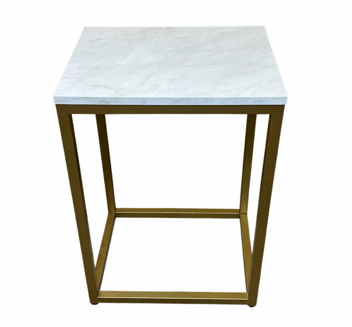 Photo 1 of WHALEN FURNITURE MARBLE FINISH TOP GOLD FINISH METAL BASE END TABLE MODEL MS18-03-1011-01