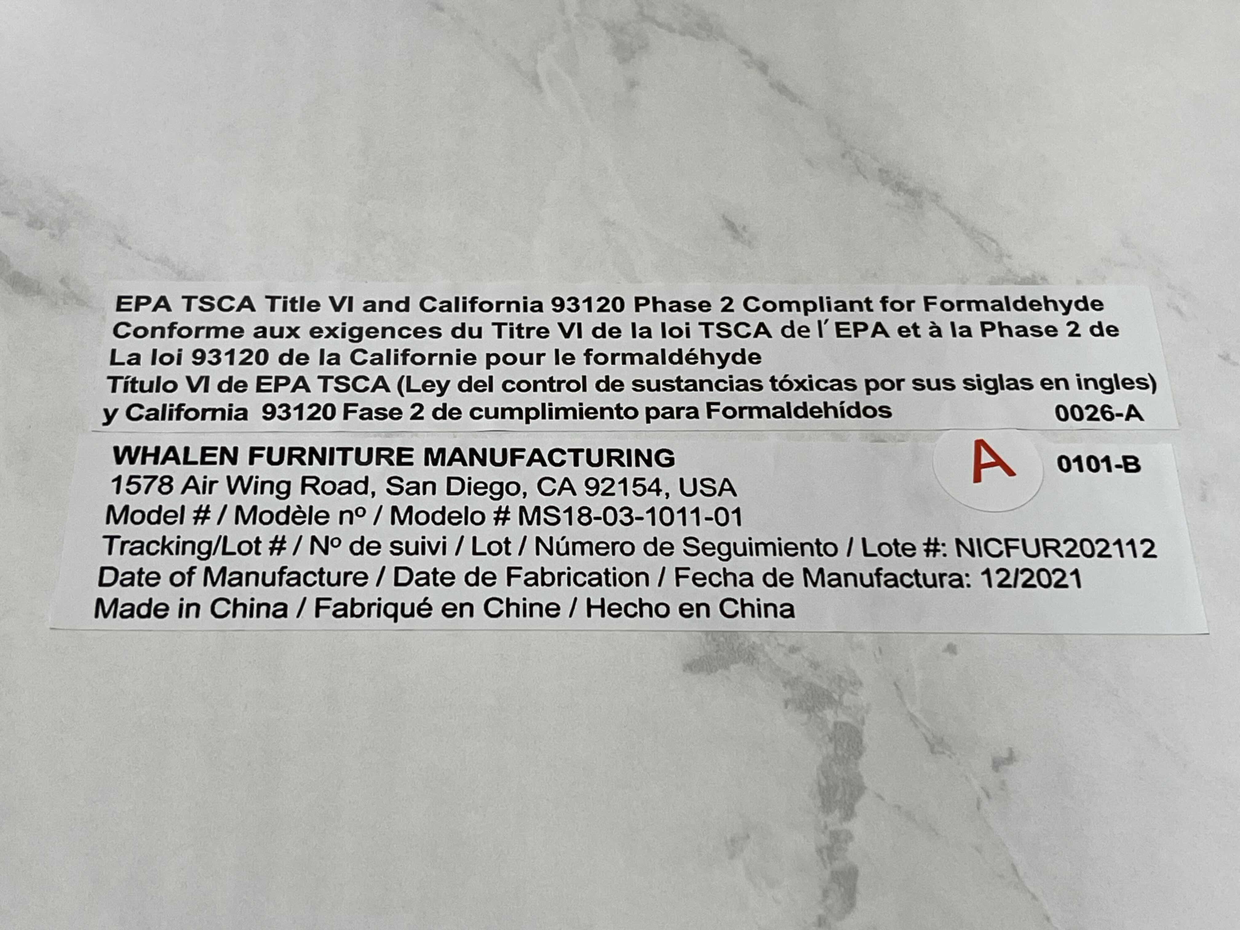 Photo 4 of WHALEN FURNITURE MARBLE FINISH TOP GOLD FINISH METAL BASE END TABLE MODEL MS18-03-1011-01