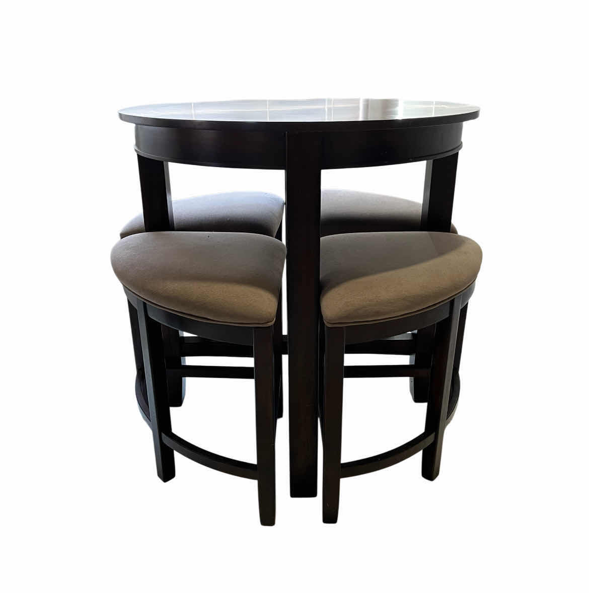 Photo 1 of JIAMEI MAHOGANY FINISH WOOD DINING TABLE & 4 STOOLS (READ NOTES)