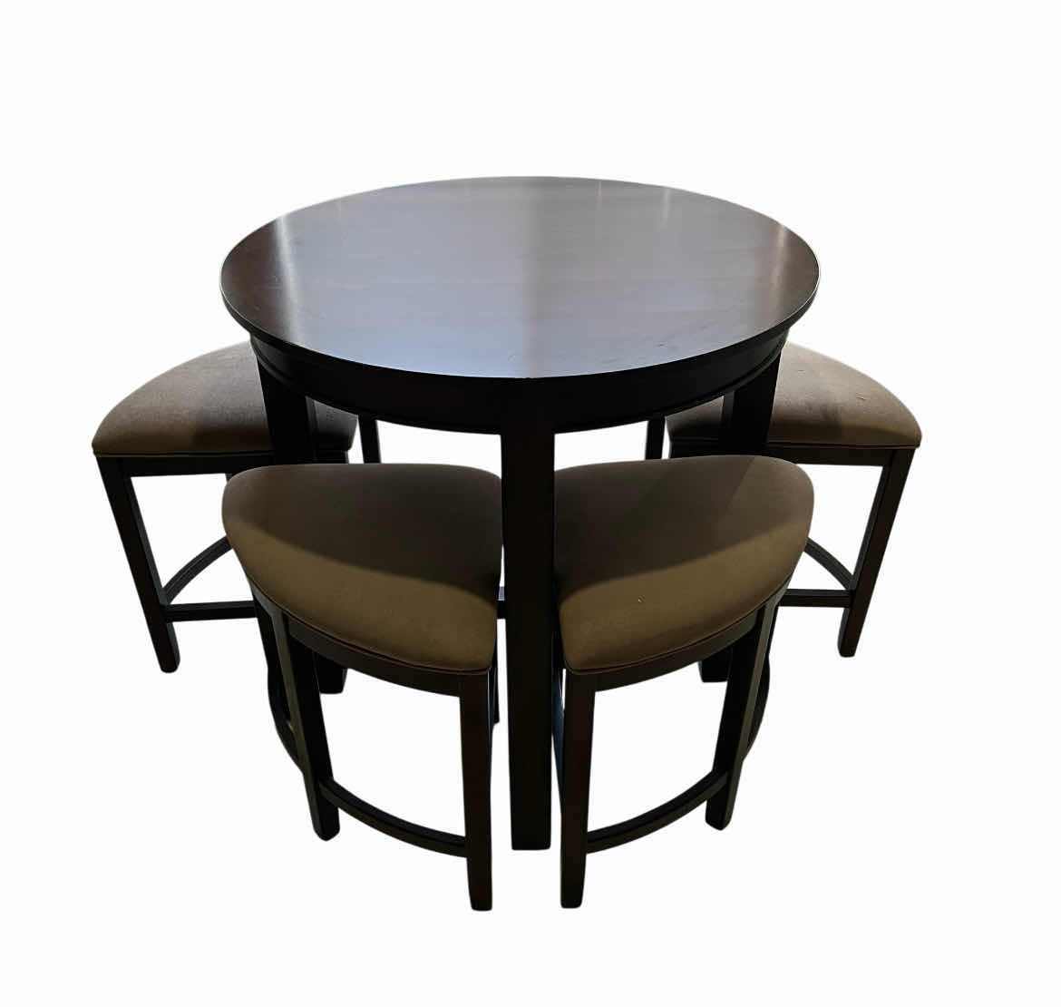 Photo 1 of JIAMEI MAHOGANY FINISH WOOD DINING TABLE & 4 STOOLS (READ NOTES)