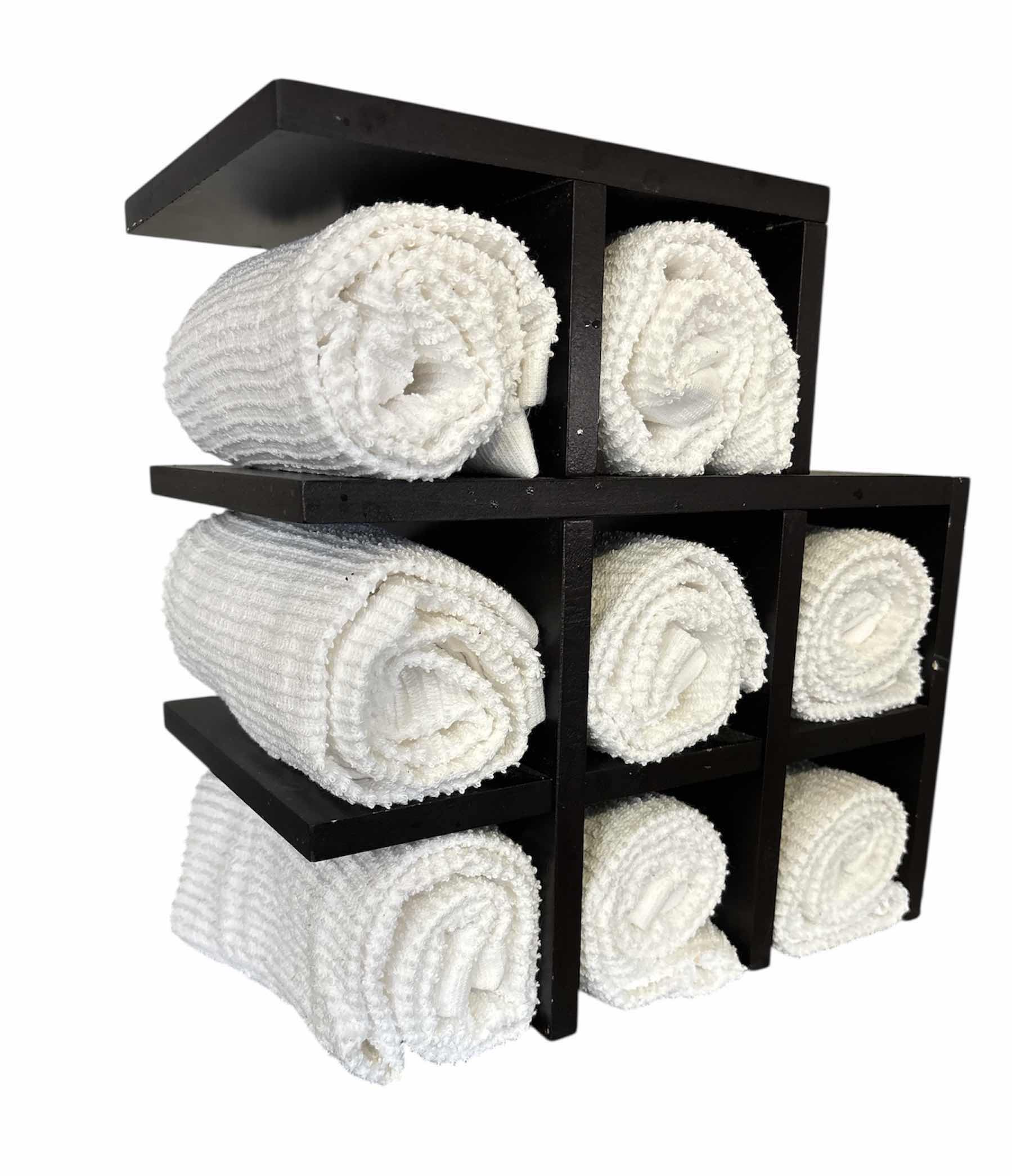 Photo 1 of KAMENSTEIN 8-SLOT TOWEL ORGANIZER W 8 NEW WHITE HAND TOWELS