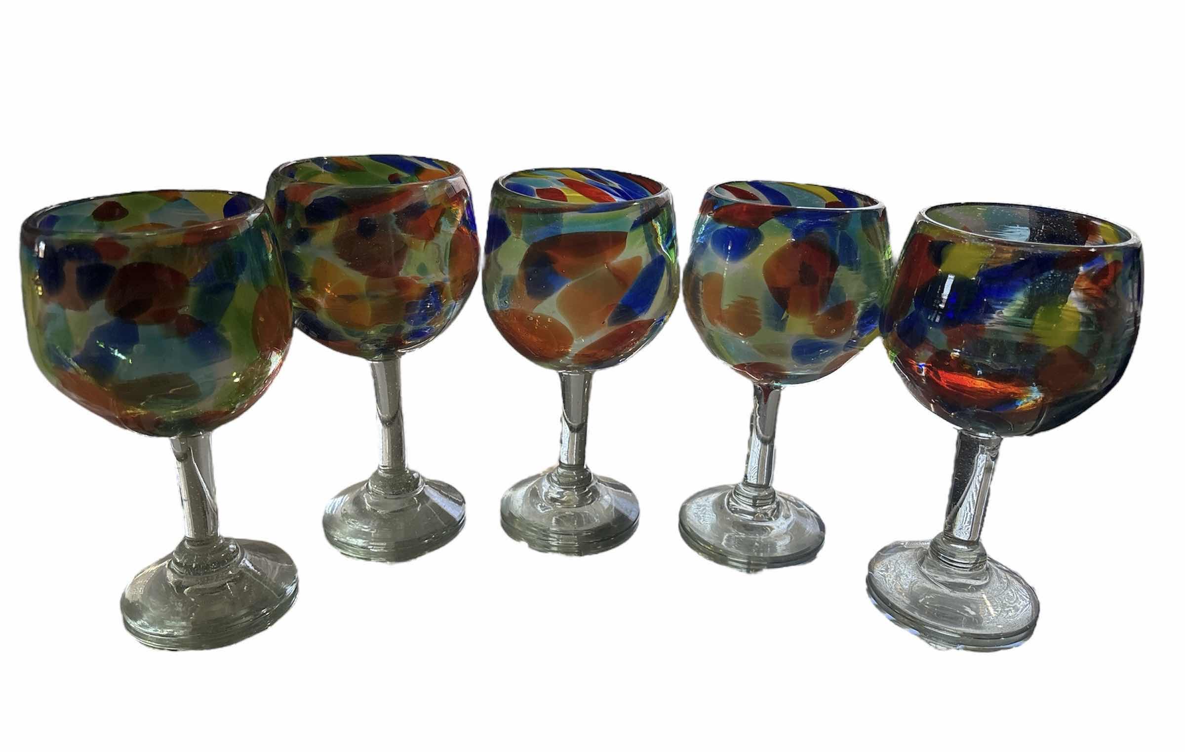 Photo 1 of ORION SOLID CONFETTI LARGE 16 OZ WINE GOBLET, SET OF 5 WINE GOBLETS (7.75”)