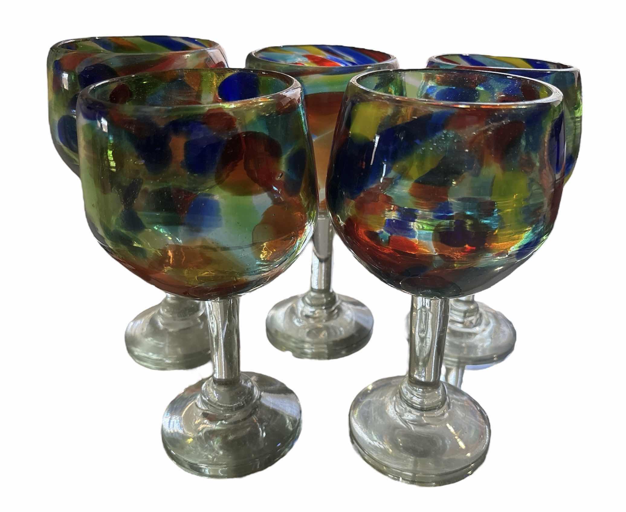 Photo 1 of ORION SOLID CONFETTI LARGE 16 OZ WINE GOBLET, SET OF 5 WINE GOBLETS (7.75”)