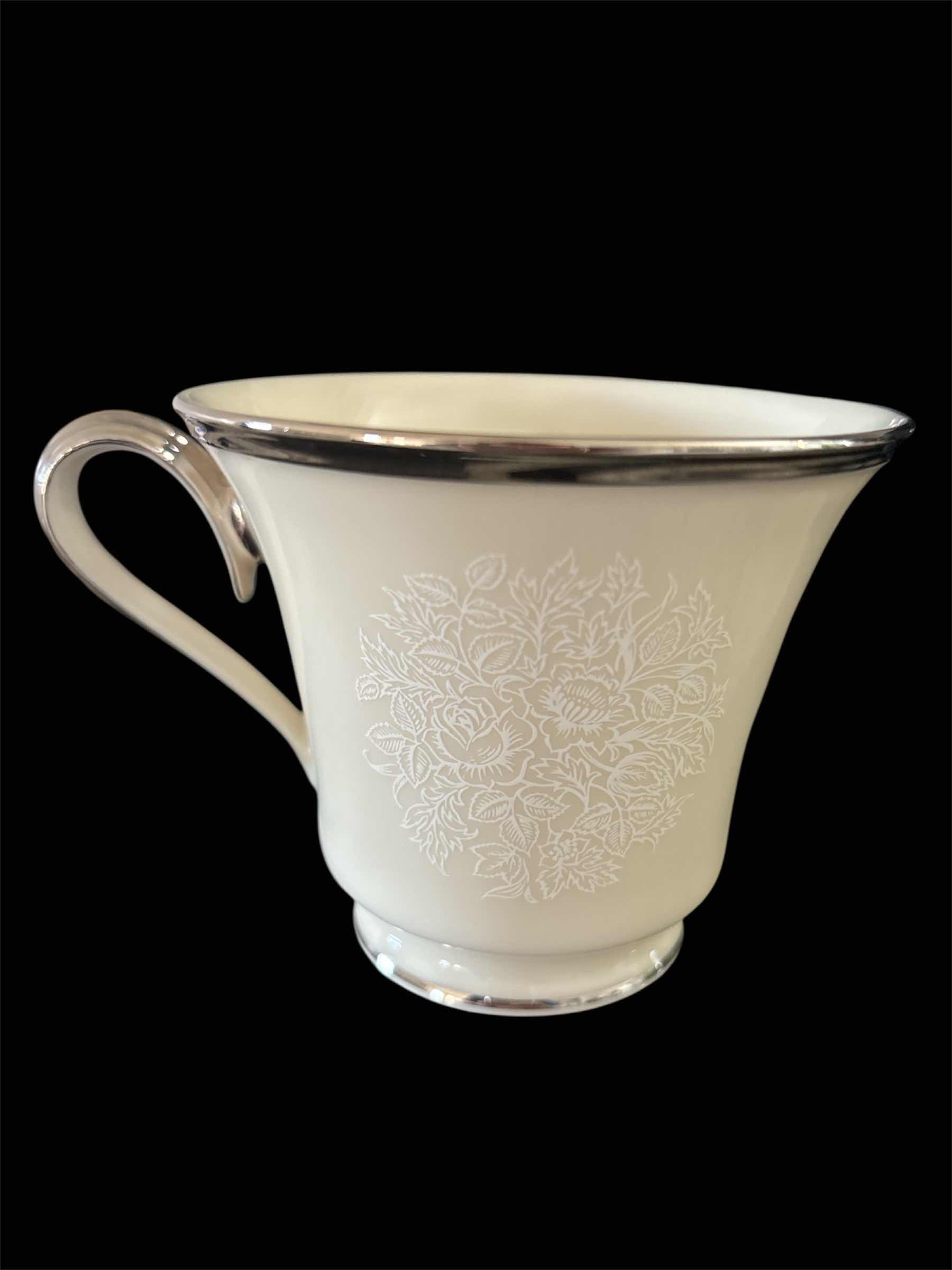 Photo 1 of MOONSPUN BY LENOX FOOTED 3” CUP & SAUCER SET (2 SETS)