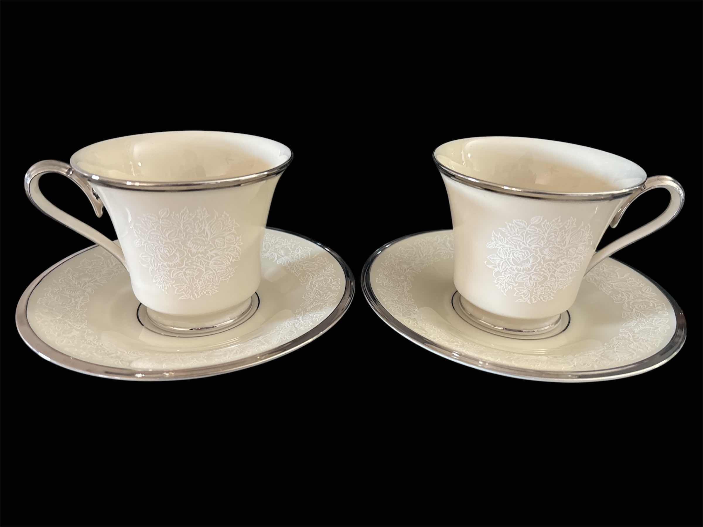 Photo 1 of MOONSPUN BY LENOX FOOTED 3” CUP & SAUCER SET (2 SETS)