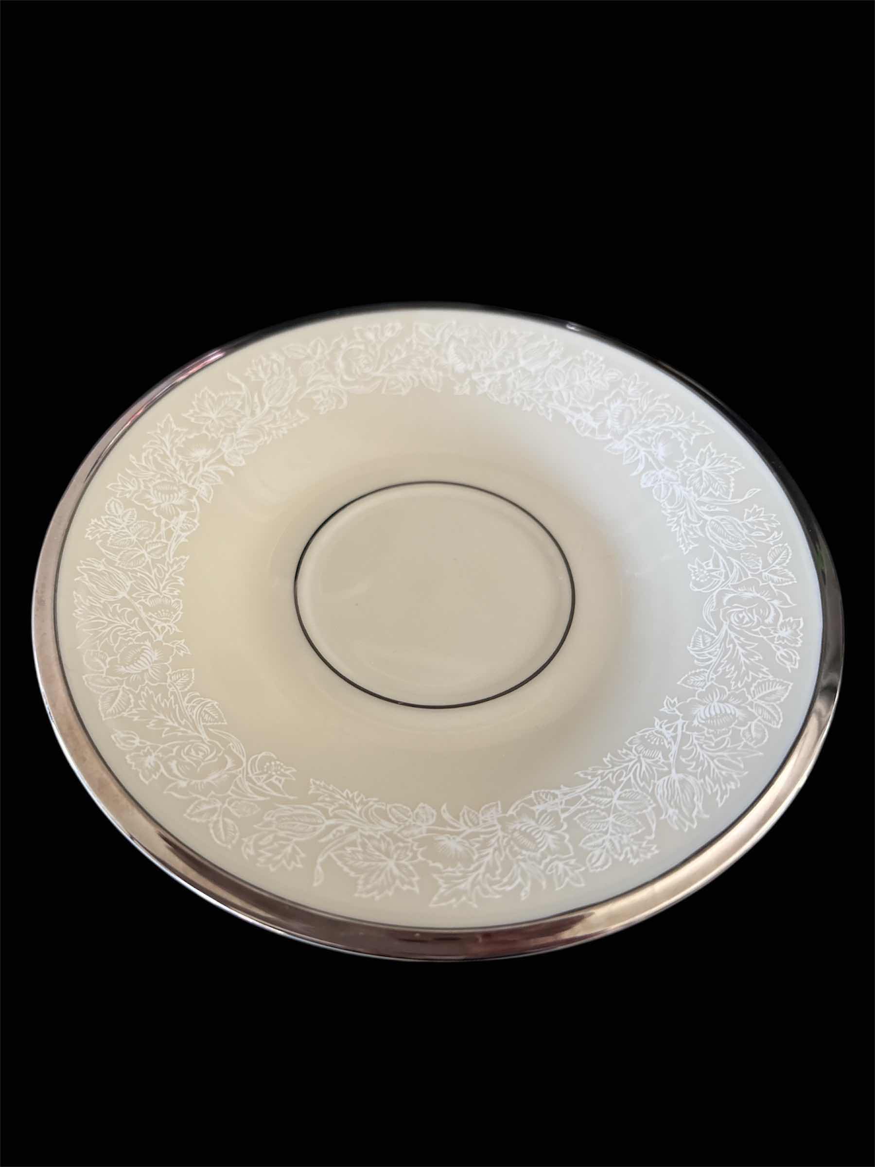 Photo 1 of MOONSPUN BY LENOX FOOTED 3” CUP & SAUCER SET (2 SETS)