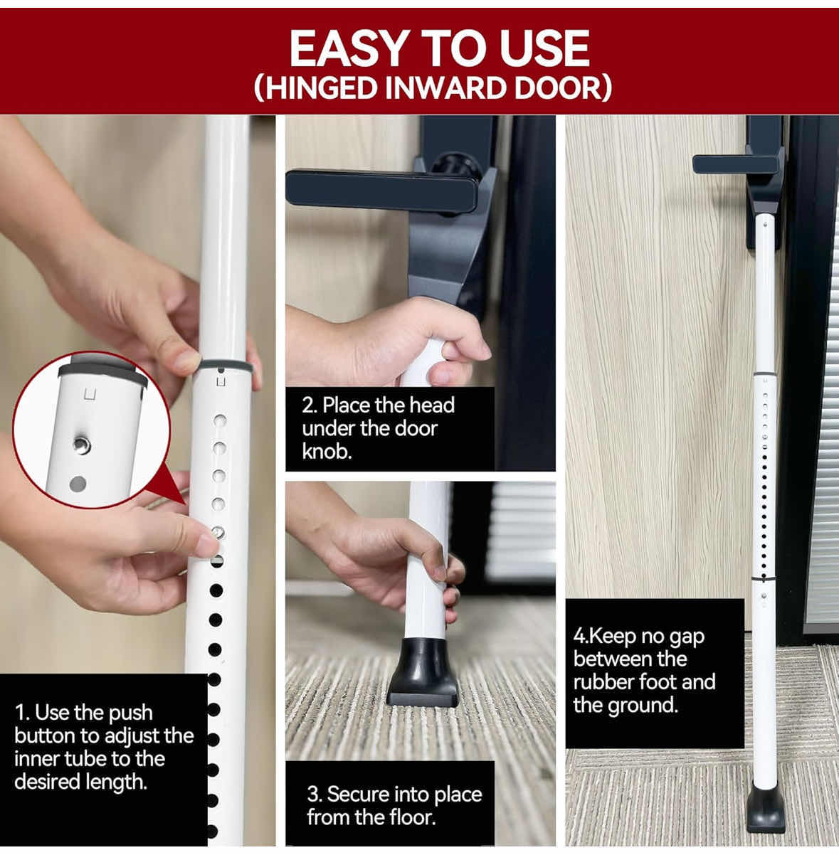 Photo 1 of NEW ACE MINING UPGRADED DOOR SECURITY BAR & SLIDING PATIO BAR, HEAVY DUTY STOPPER ADJUSTABLE JAMMER FOR HOME/TRAVEL (2-PACK, WHITE)