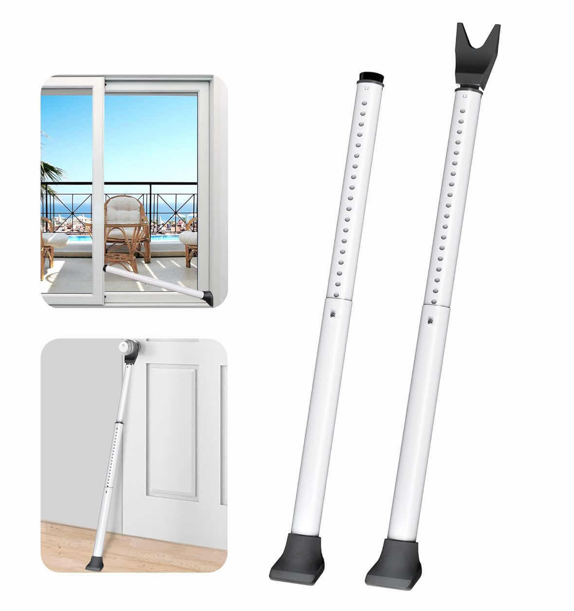 Photo 1 of NEW ACE MINING UPGRADED DOOR SECURITY BAR & SLIDING PATIO BAR, HEAVY DUTY STOPPER ADJUSTABLE JAMMER FOR HOME/TRAVEL (2-PACK, WHITE)