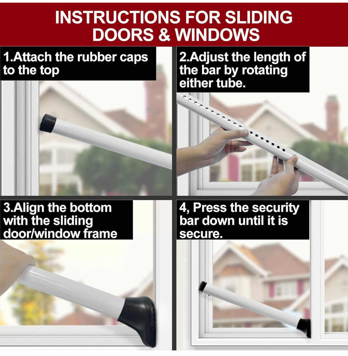 Photo 1 of NEW ACE MINING UPGRADED DOOR SECURITY BAR & SLIDING PATIO BAR, HEAVY DUTY STOPPER ADJUSTABLE JAMMER FOR HOME/TRAVEL (2-PACK, WHITE)