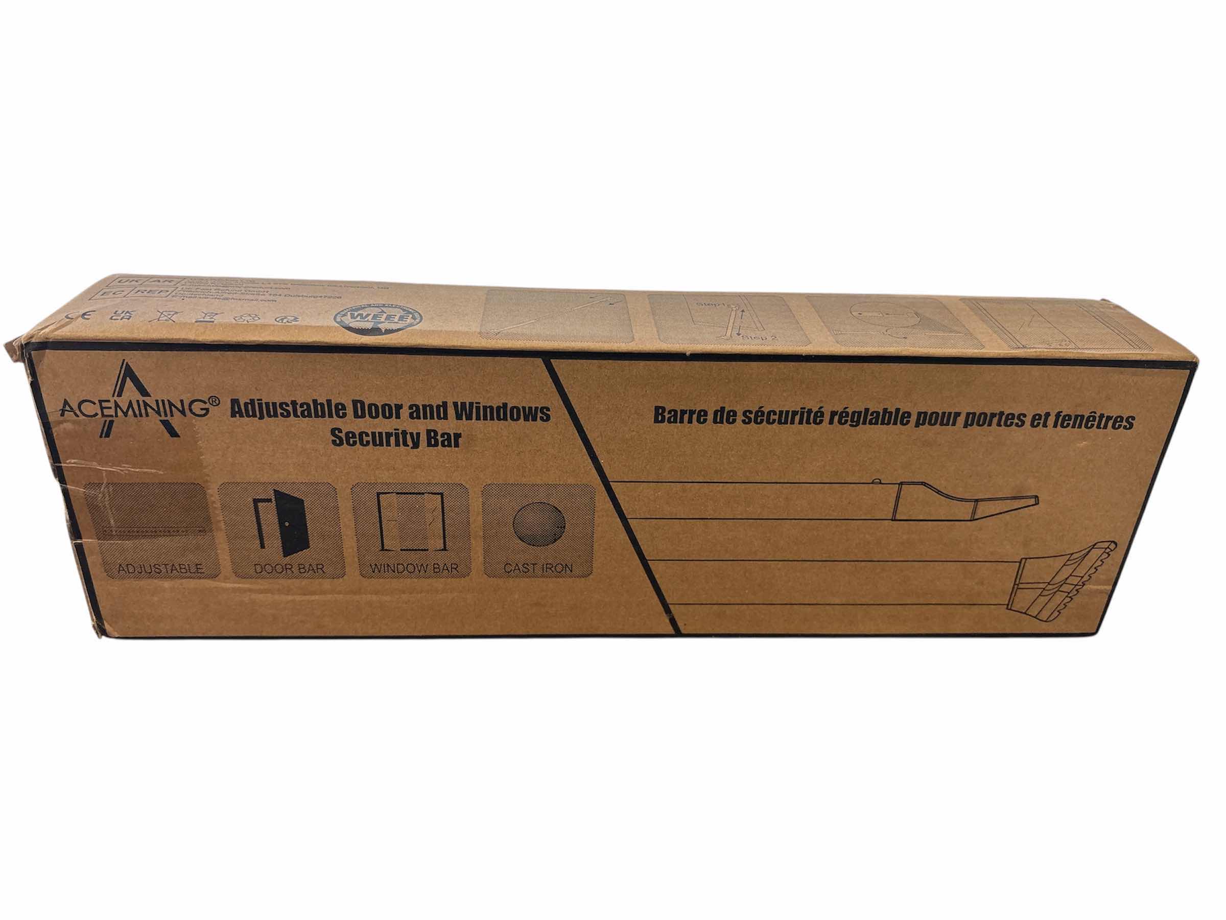 Photo 1 of NEW ACE MINING UPGRADED DOOR SECURITY BAR & SLIDING PATIO BAR, HEAVY DUTY STOPPER ADJUSTABLE JAMMER FOR HOME/TRAVEL (2-PACK, WHITE)