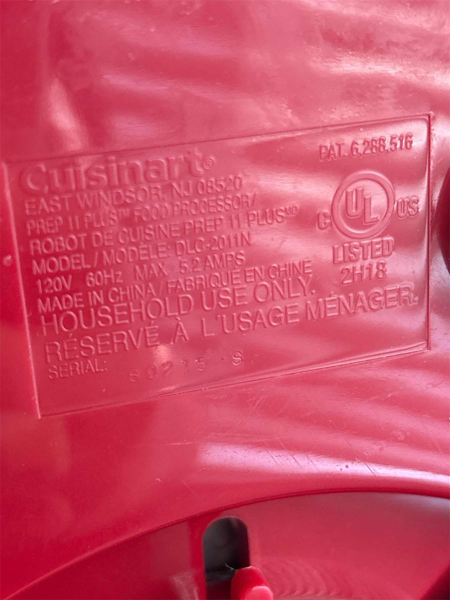 Photo 1 of THE CUISINART PREP 11 PLUS 11 CUP FOOD PROCESSOR, RED (#DLC-2011N)