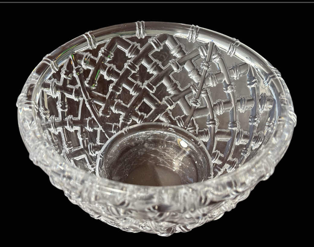 Photo 1 of TIFFANY & CO. BAMBOO CRYSTAL 9” ROUND BOWL  (5.25”H)