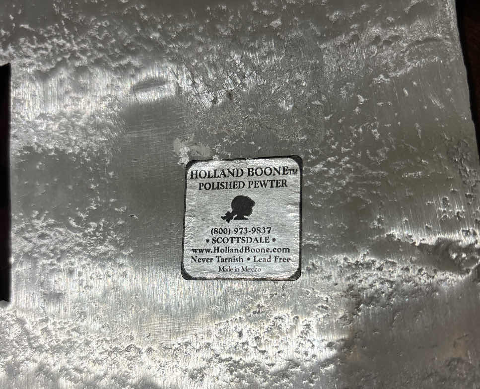 Photo 1 of HOLLAND BOONE POLISHED RECTANGULAR PEWTER TRIVET/HOT PLATE 13.5” X 9” & 2 PCS SQUARE PEWTER TRIVET/HOT PLATES 6.75” X 6.75”