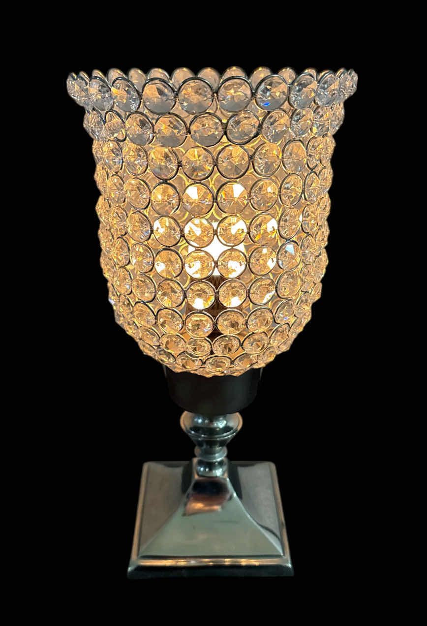 Photo 1 of SILVER & CRYSTAL DESKTOP LAMP 12.75”