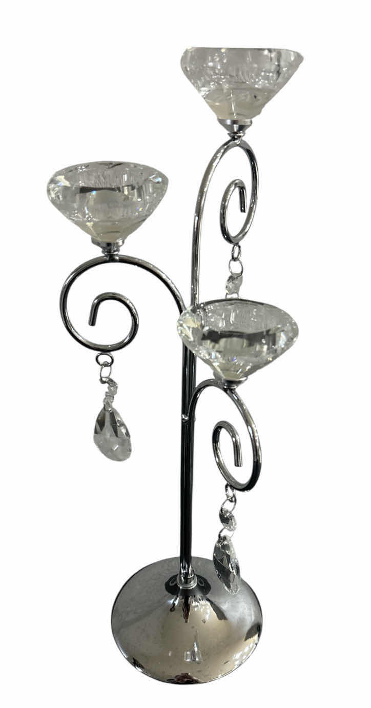 Photo 1 of HOBBY LOBBY CHROME & CRYSTAL TEA LIGHT HOLDER 16”