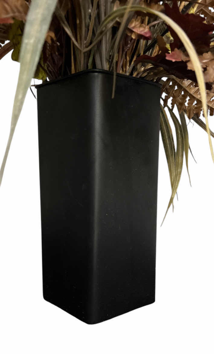 Photo 1 of 29” WHEAT BUNDLE ARRANGEMENT W BLACK METAL SQUARE VASE