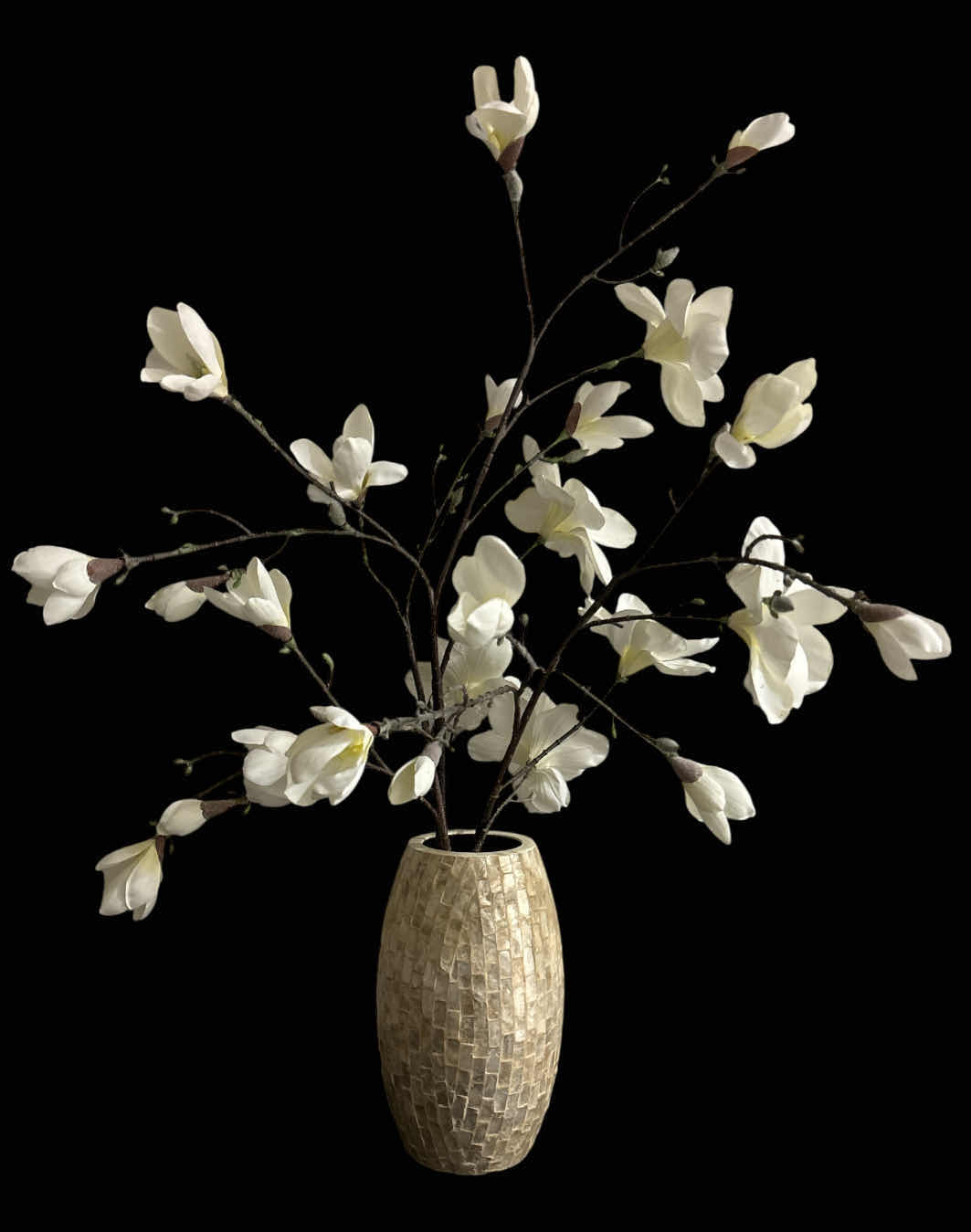 Photo 1 of 37” FAUX FLORAL ARRANGEMENT W PIER 1 IMPORTS 12” MOSAIC VASE