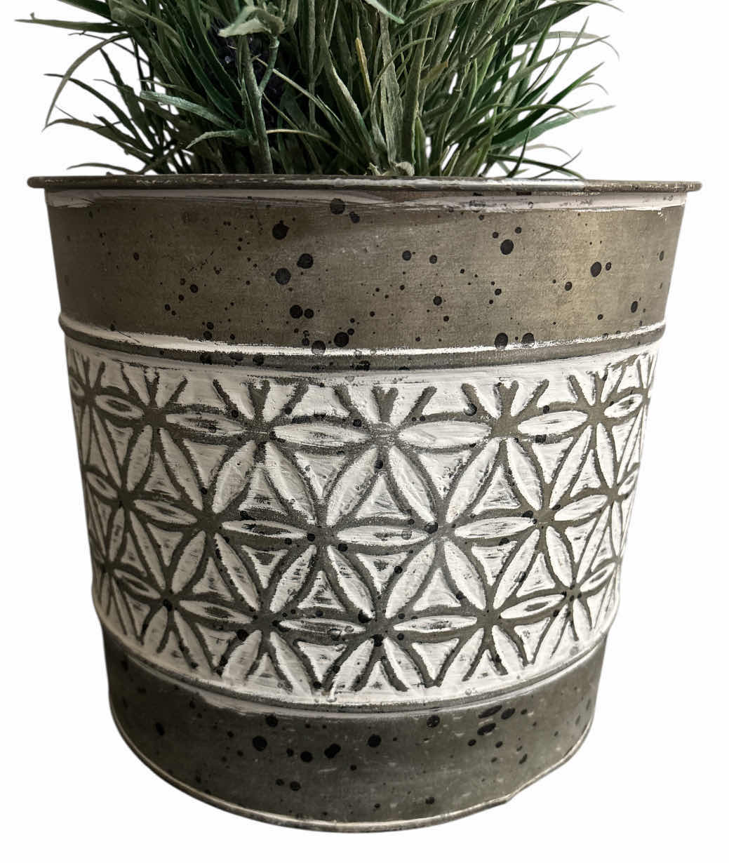 Photo 1 of 20” FAUX LAVENDER PLANT IN DECORATIVE METAL 8” PLANTER POT