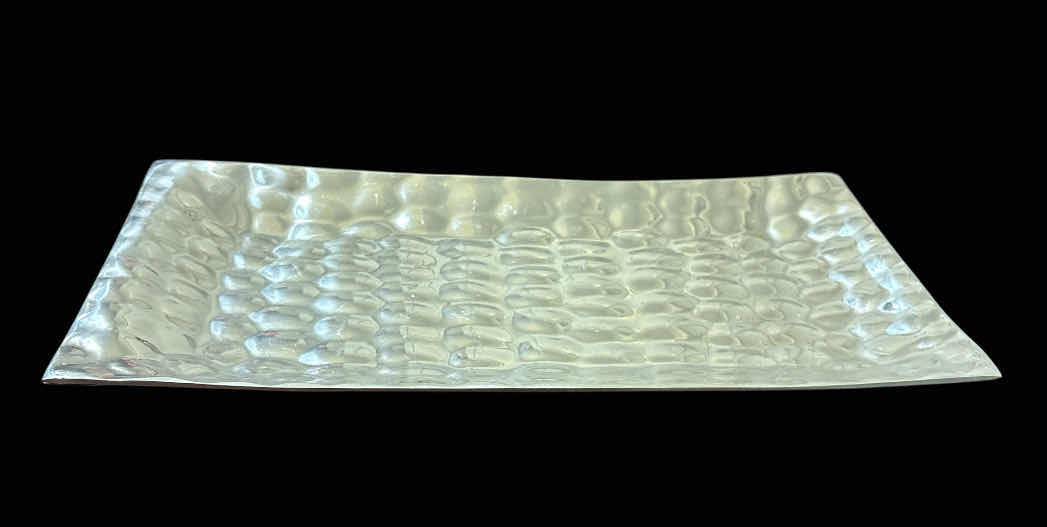 Photo 1 of HOLLAND BOONE HAMMERED/POLISHED PEWTER TRAY 7.5” X 16.75” H1.25”