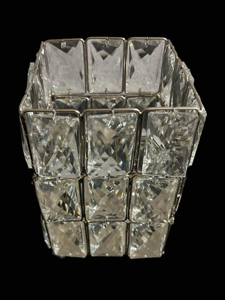 Photo 1 of SILVER/CRYSTAL CANDLE HOLDER 5” X 5” H7.25” & WOLF + LAMB LEMONGRASS PURE ESSENTIAL OILS CANDLE