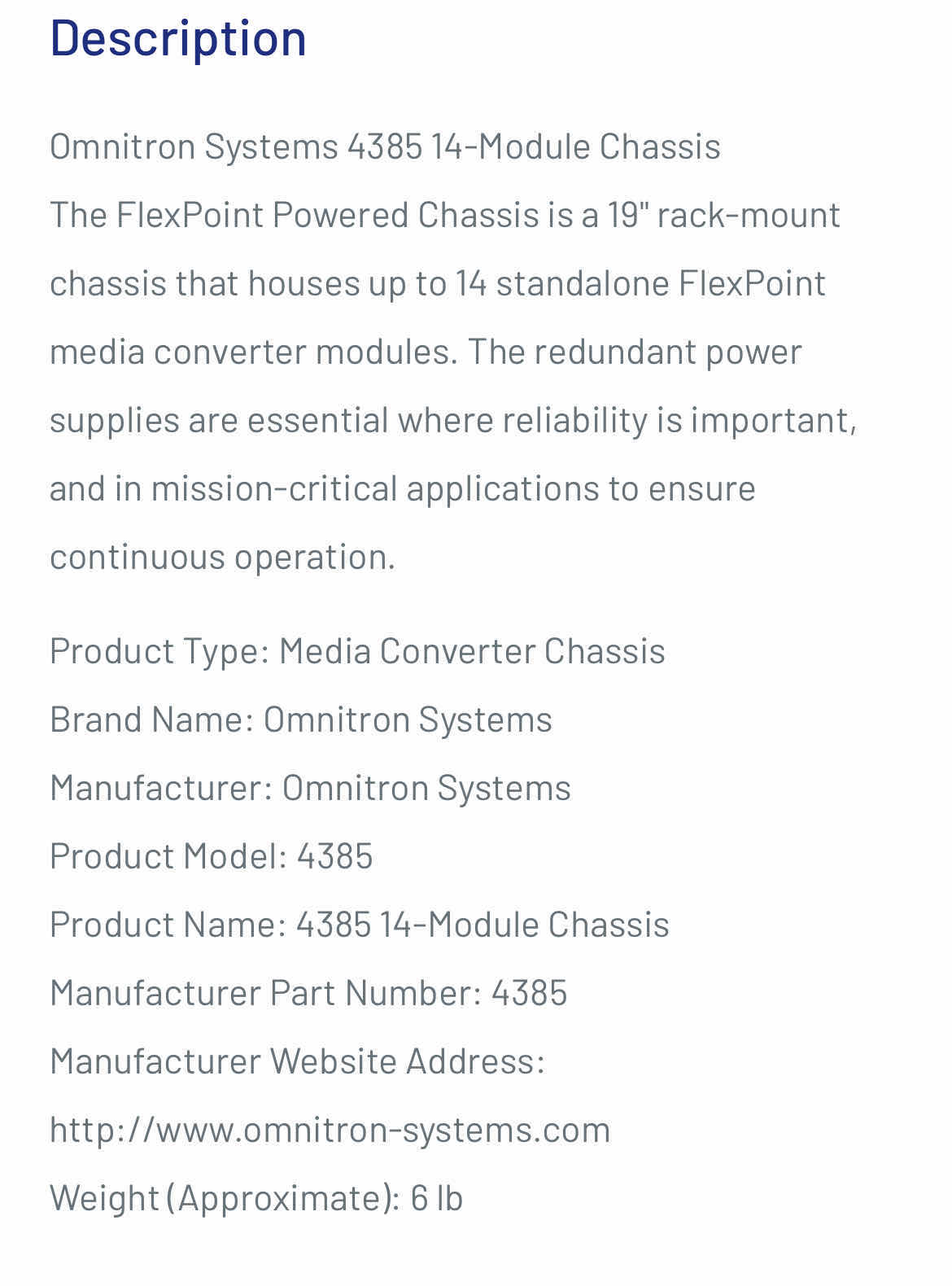 Photo 1 of OMNITRON SYSTEMS EDGE 14 MODULE CHASSIS 4389