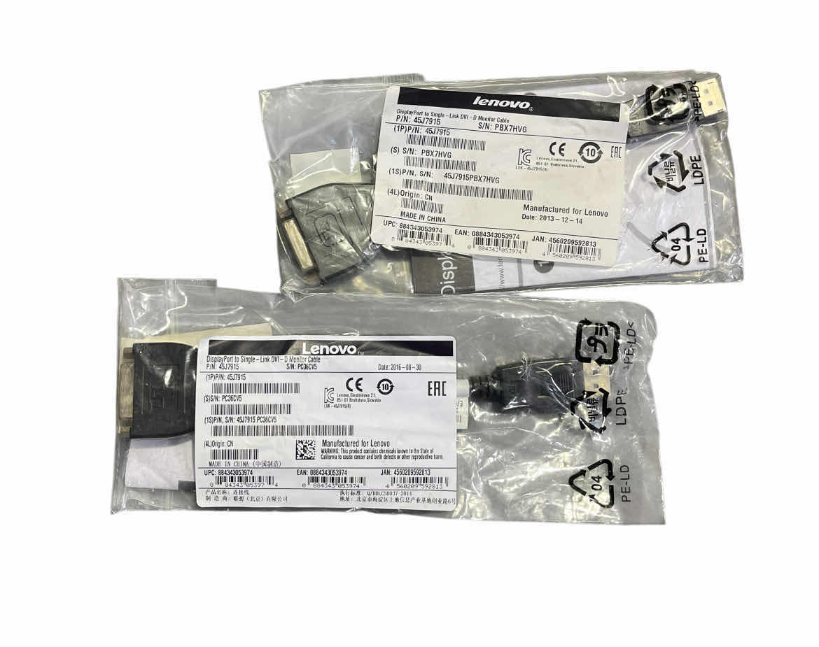 Photo 1 of LENOVO DISPLAY PORT TO SINGLE LINK DVI D MONITOR ADAPTER CABLE 45J7915 2-PACK