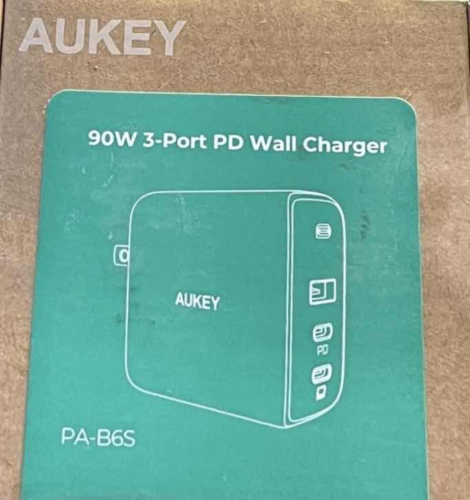 View 3 of AUKEY BLACK 90W 3-PORT iPHONE ANDROID PHONE WALL CHARGER PA-B6S 2-PACK