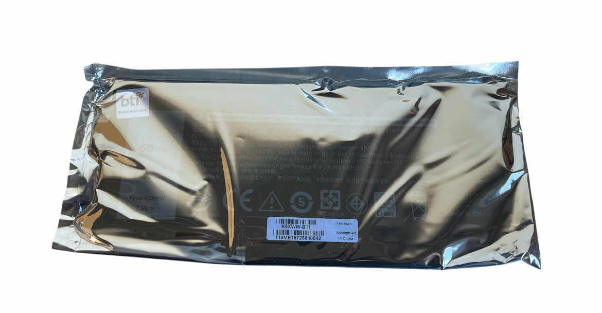 Photo 2 of BTI 7.6V 60WH STANDARD RECHARGEABLE LI-ION BATTERY K5XWW-BTI