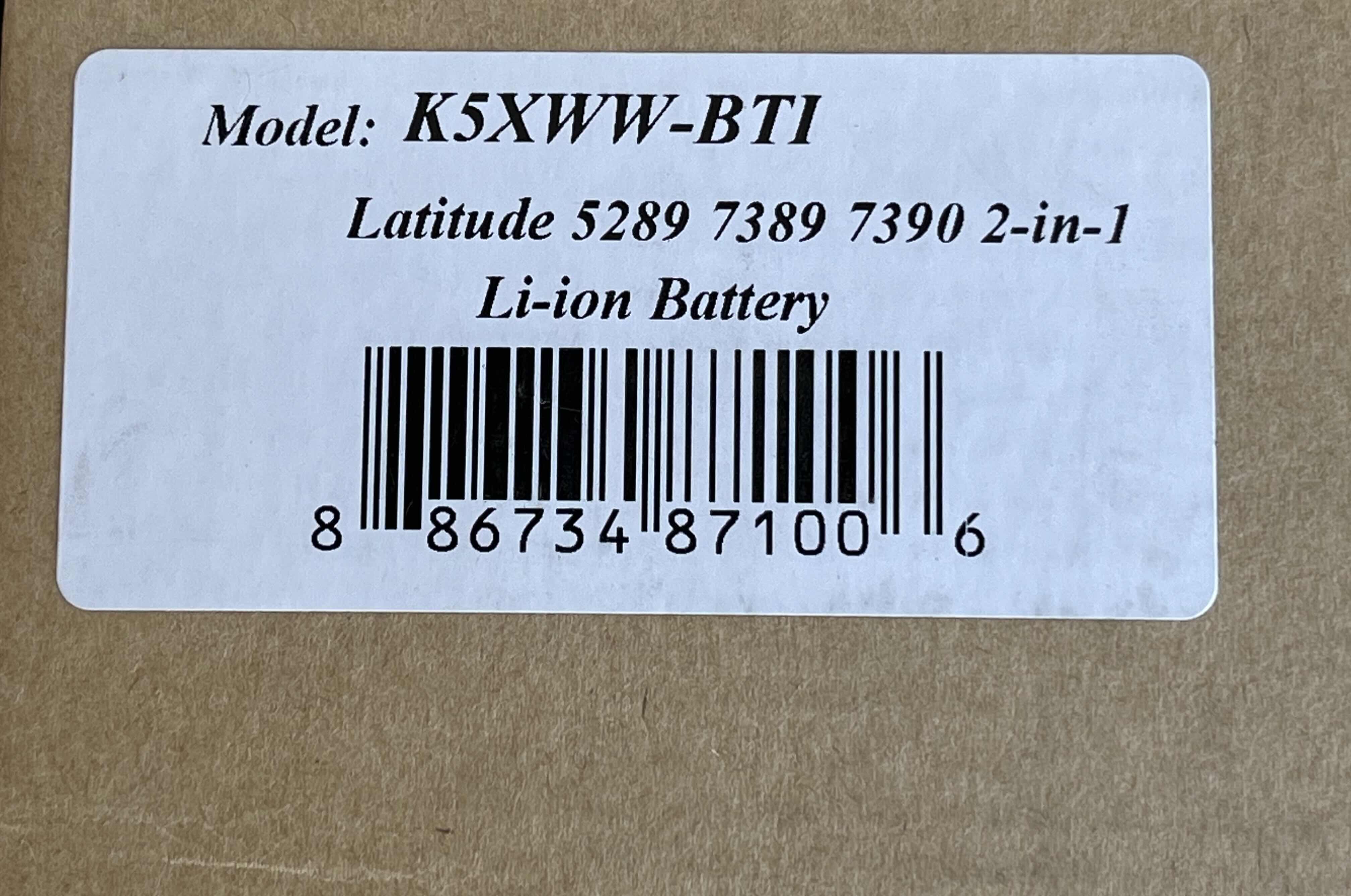 Photo 1 of BTI 7.6V 60WH STANDARD RECHARGEABLE LI-ION BATTERY K5XWW-BTI