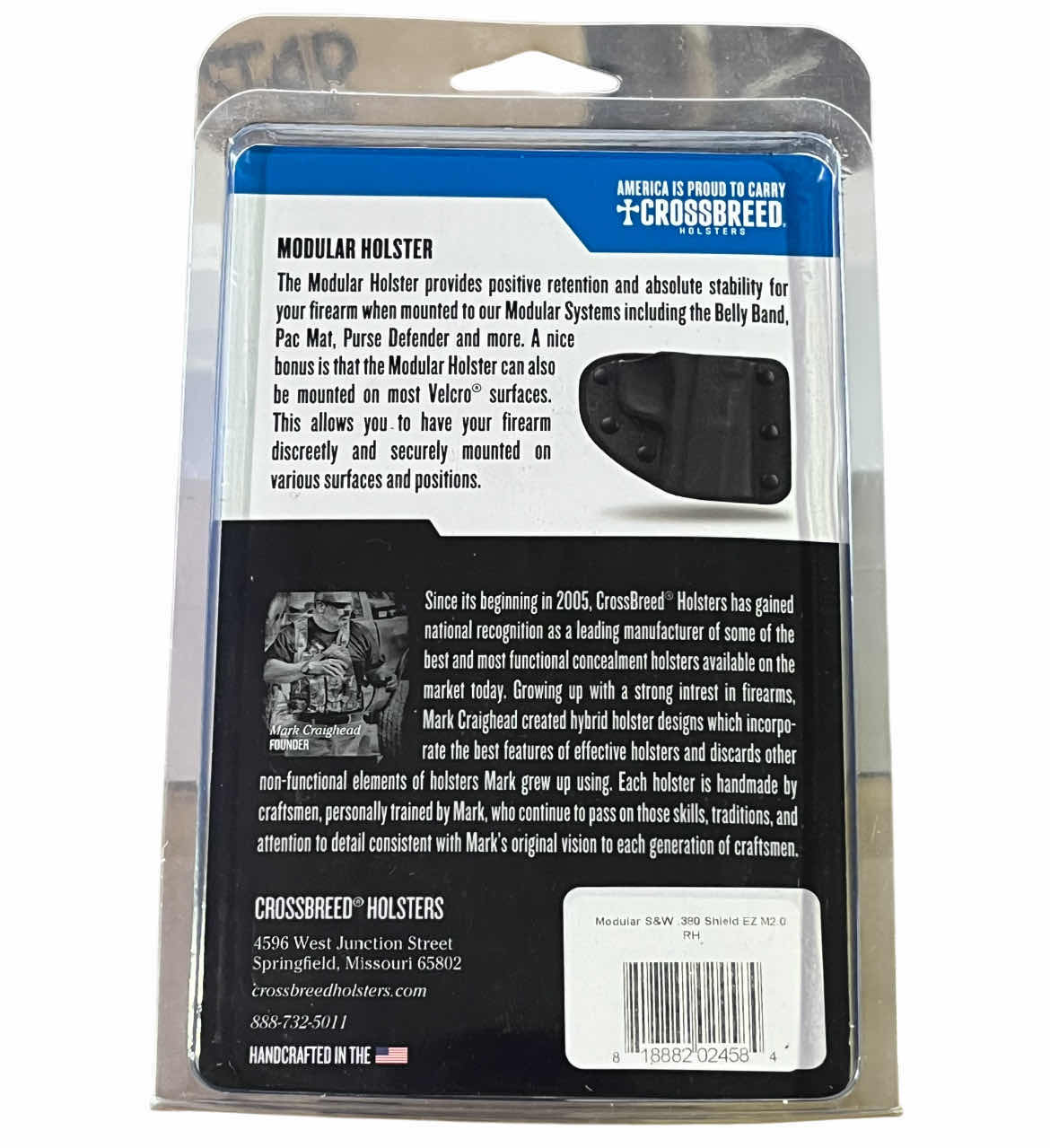 Photo 1 of CROSSBREED SMITH & WESSON SHIELD .380 EZ M2.0 VELCRO BACKED MODULAR HOLSTER