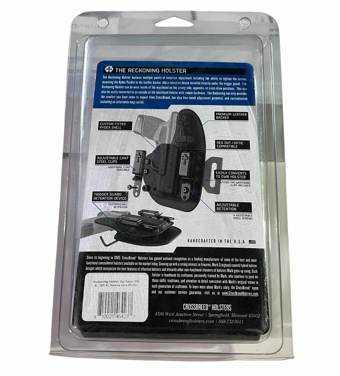 Photo 1 of CROSSBREED RECKONING SIG SAUER 365 XL ROMEO ZERO INSIDE/OUTSIDE WAISTBAND RETENTION HOLSTER