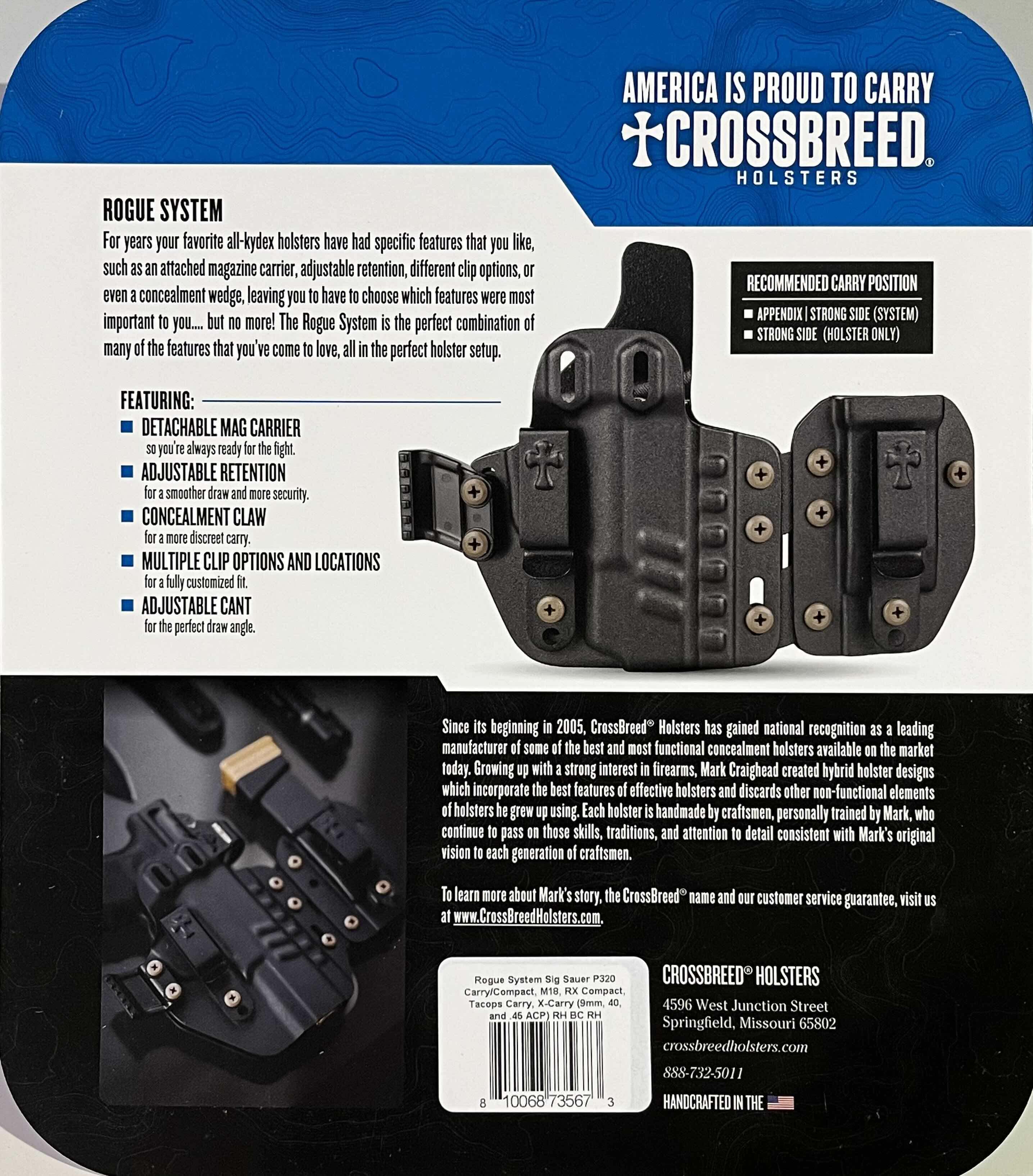 Photo 1 of CROSSBREED ROGUE SYSTEM SIG SAUER 320 CARRY/COMPACT,M18,RX COMPACT,TACOPS CARRY,X-CARRY, (9MM,40,45ACP) HOLSTER
