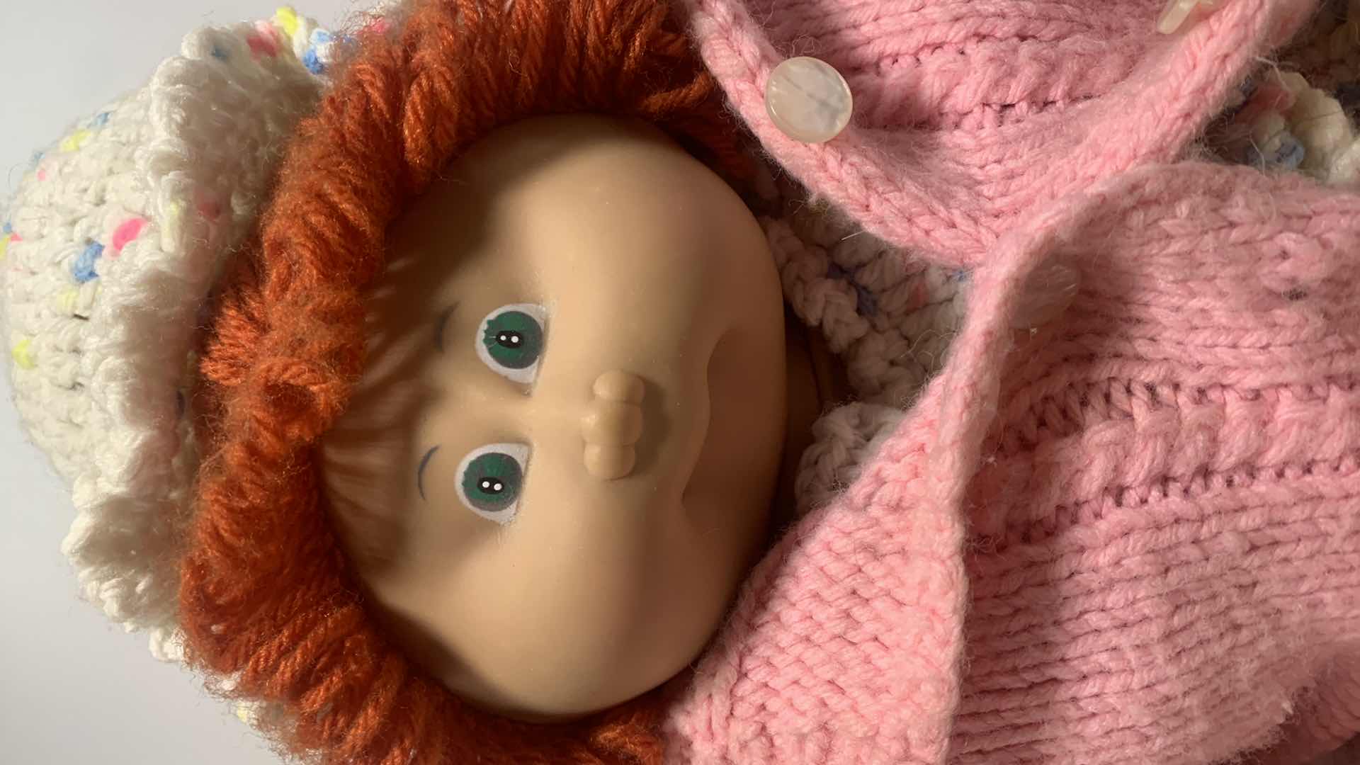 Photo 1 of RARE COLLECTIBLE CABBAGE PATCH DOLL IN CROCHETED OUTFIT, H19”