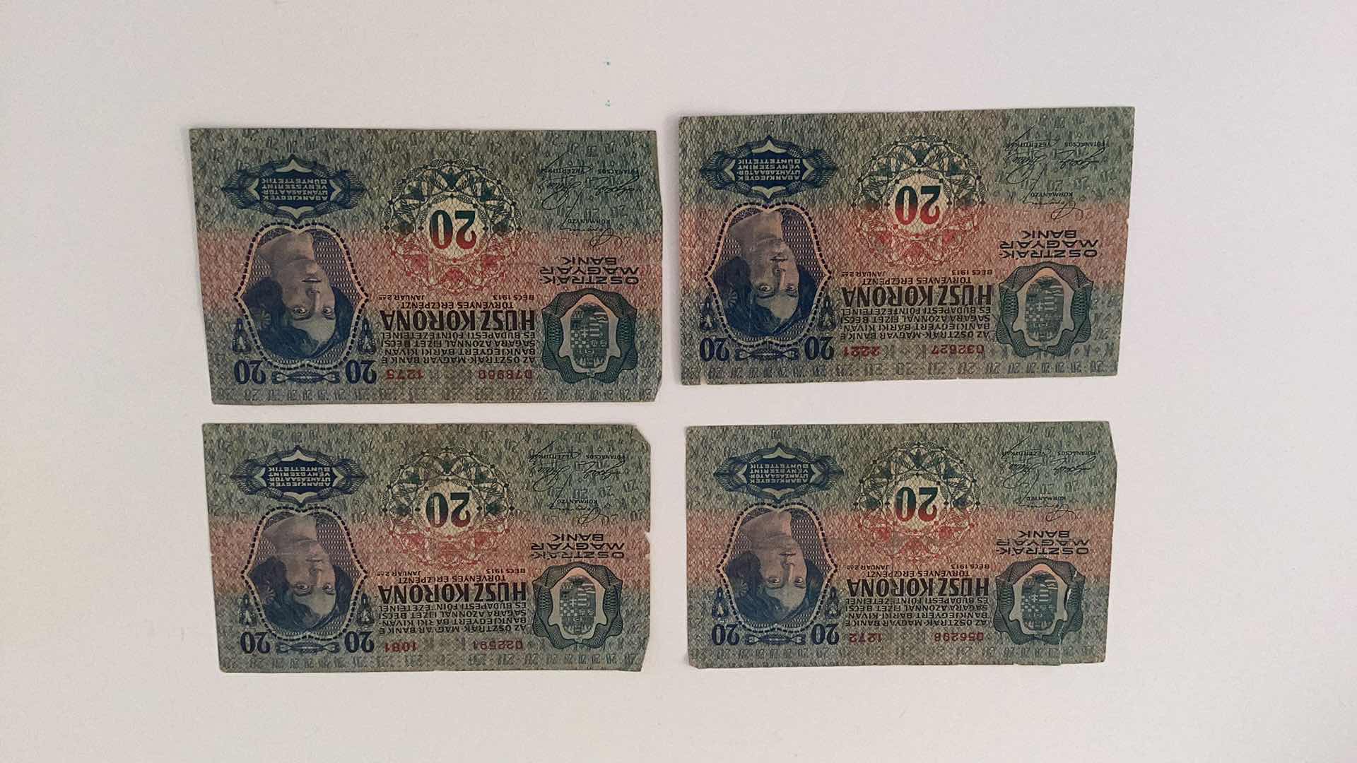 Photo 1 of 4 1913 AUSTRIA 20 KRONEN. BANKNOTES