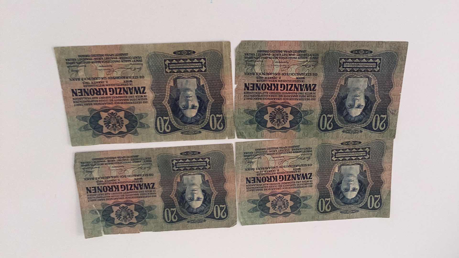 Photo 1 of 4 1913 AUSTRIA 20 KRONEN. BANKNOTES