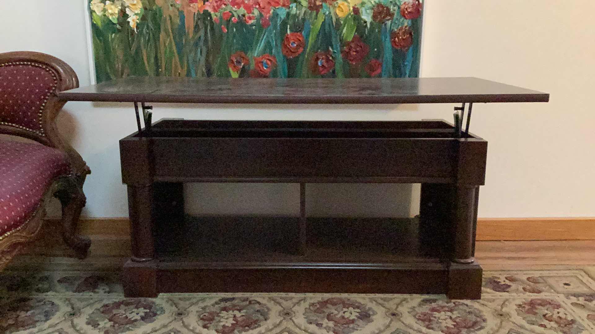 Photo 1 of MOVABLE TOP COCKTAIL TABLE 43” X 21” H 25”