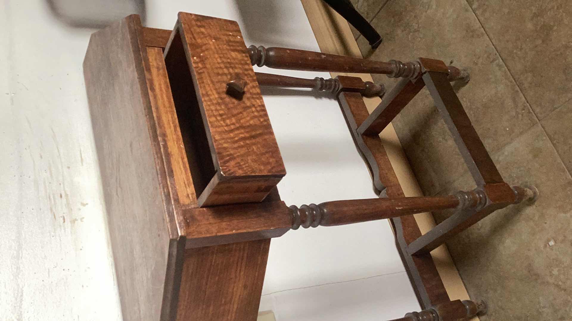 Photo 1 of ANTIQUE SIDE TABLE 24” X 11” H 29”