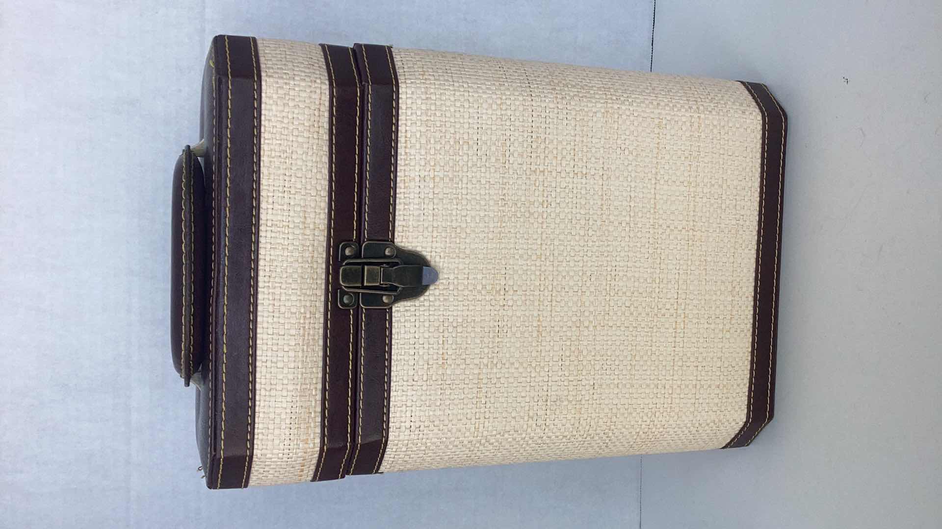 Photo 1 of CABANA BY PACIFIC TIME WOVEN AND LEATHER DUAL WINE BOTTLE CARRIER