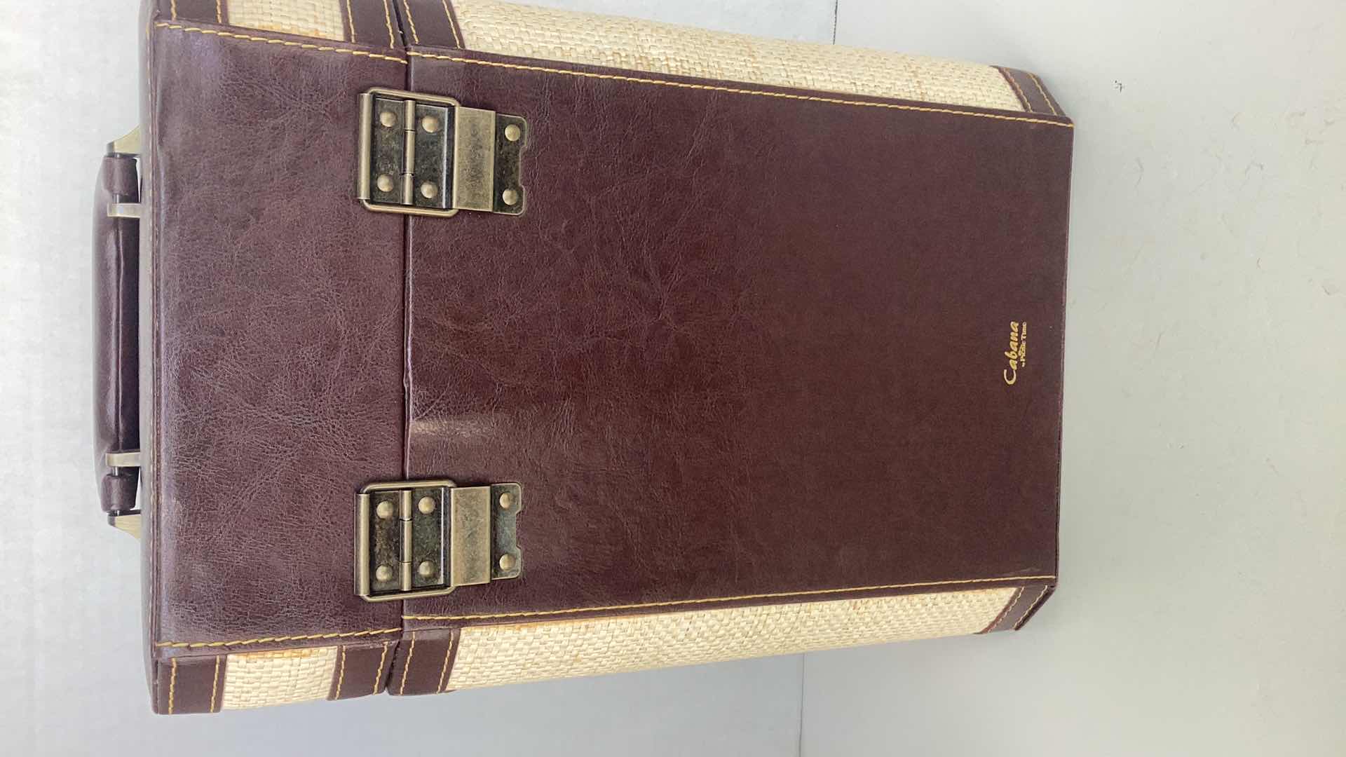 Photo 1 of CABANA BY PACIFIC TIME WOVEN AND LEATHER DUAL WINE BOTTLE CARRIER